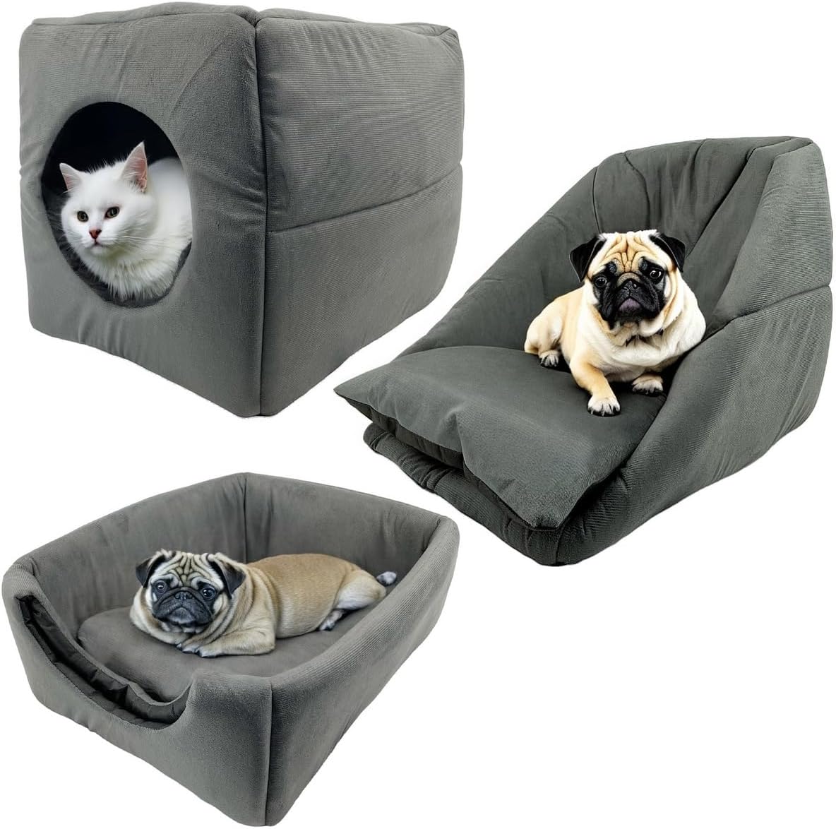 Cama Suede Cachorro Quente Cinza para Gatos