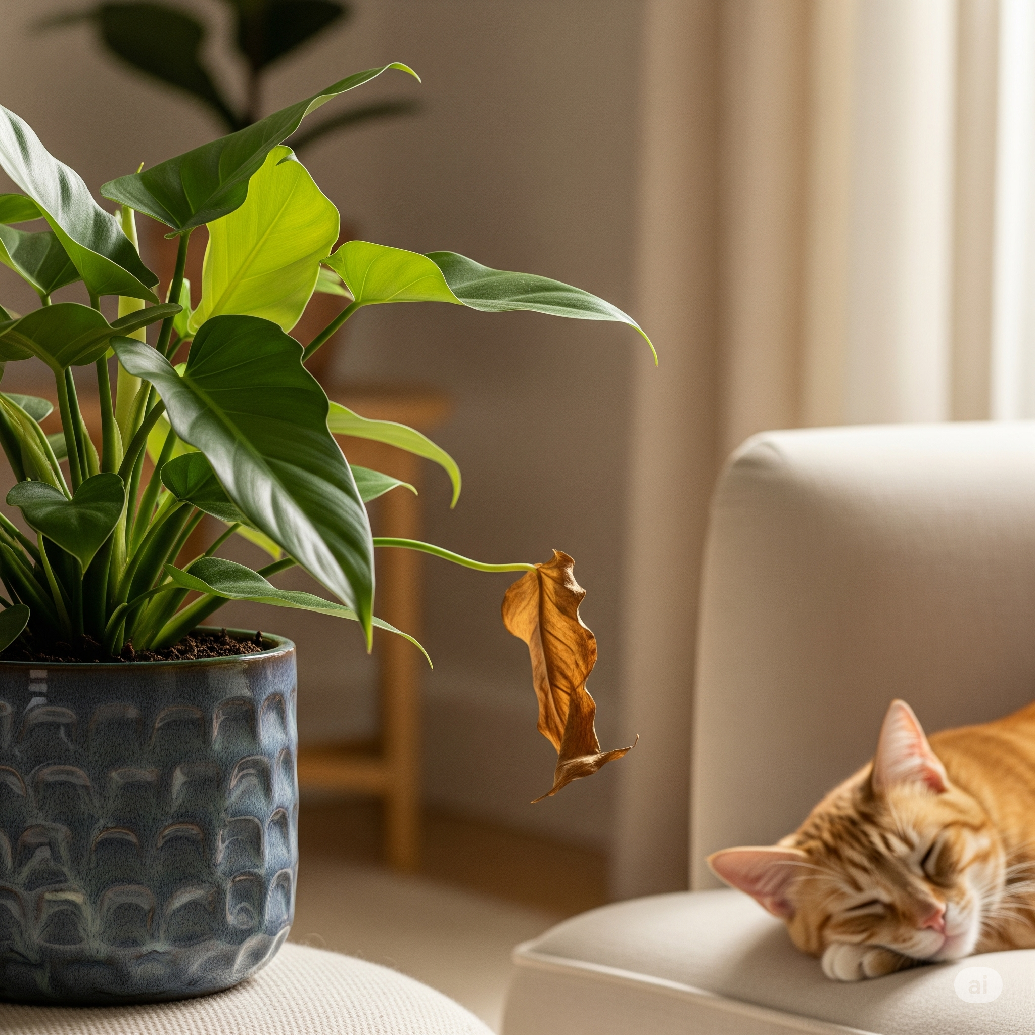 Folha de planta caindo