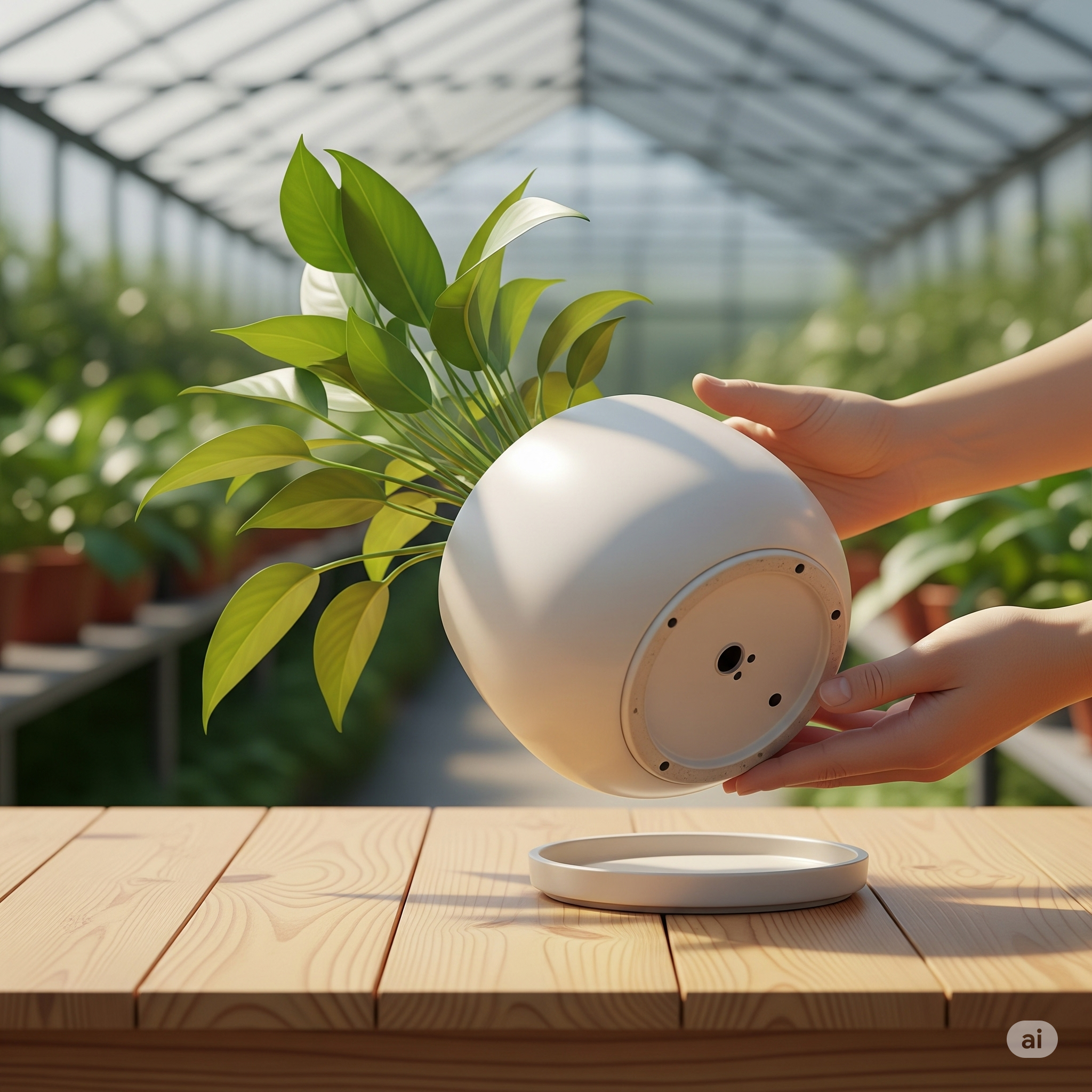 Planta em vaso com furos e solo bem drenado