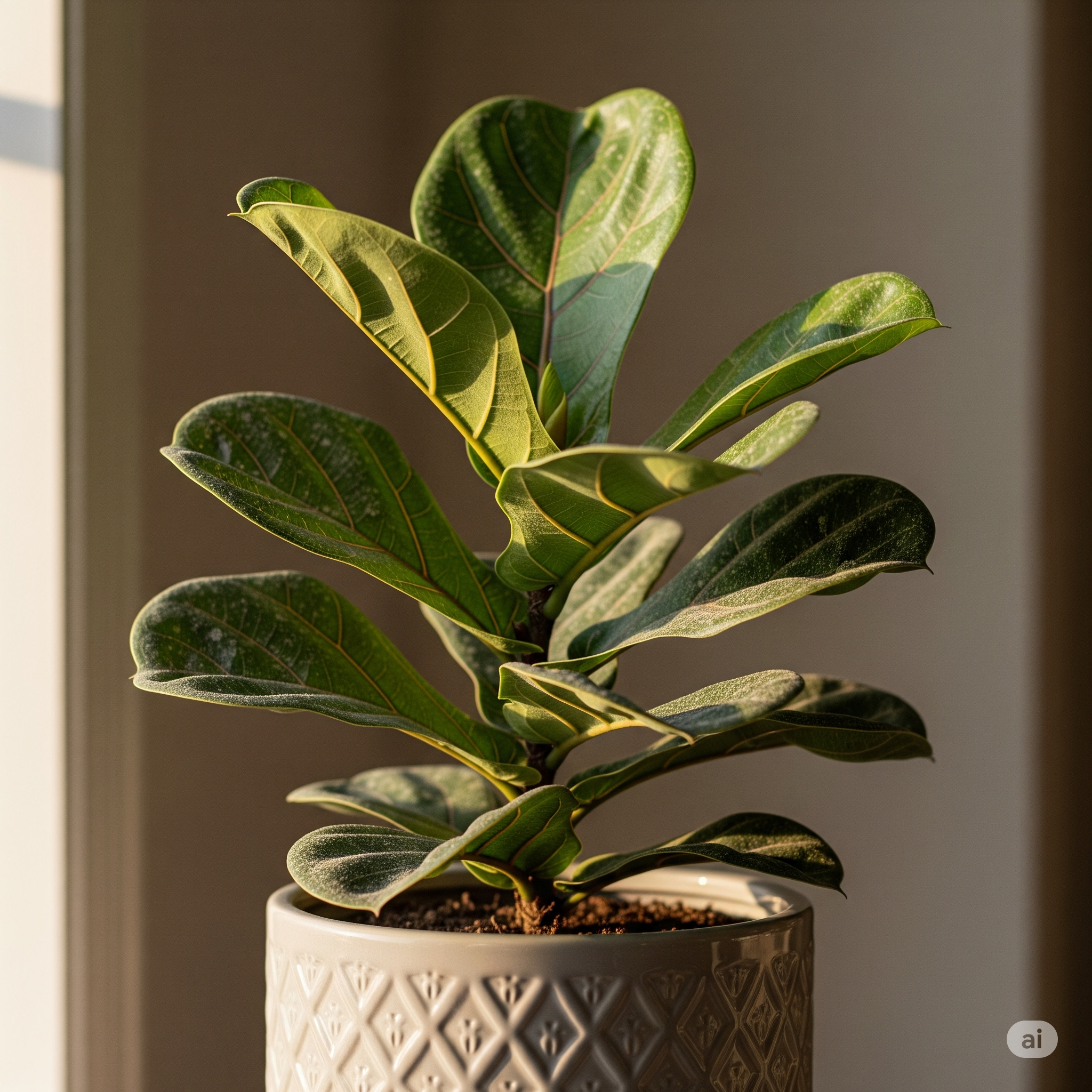 Folhas de plantas acumulando poeira